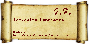 Iczkovits Henrietta névjegykártya